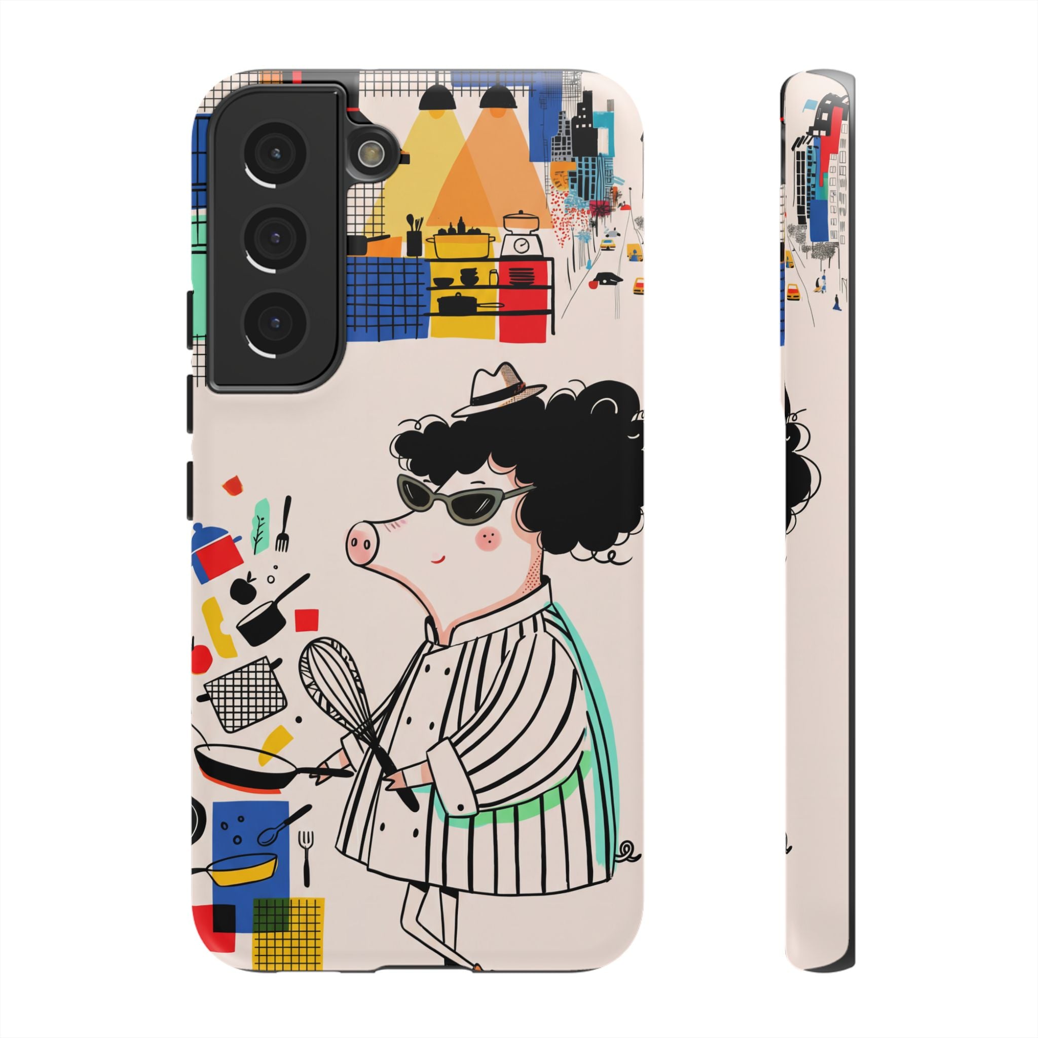 Cute Chef Pig Samsung Galaxy Phone Case | Quirky Cartoon Kitchen Art Tough Case