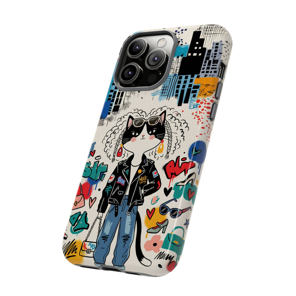 Punk City Cat Graffiti Design iPhone Case