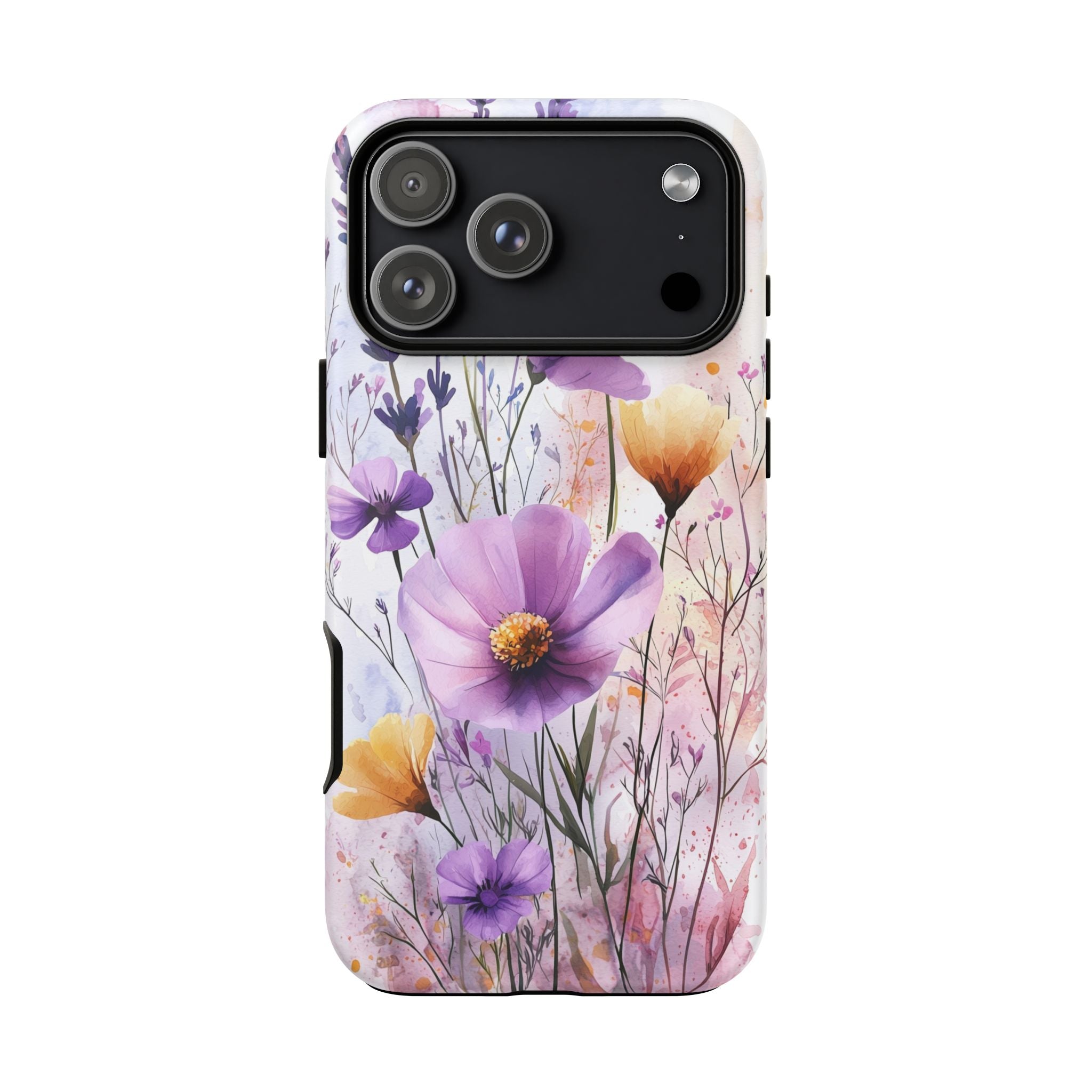 Floral Watercolour Tough iPhone Case | Purple & Yellow Wildflowers