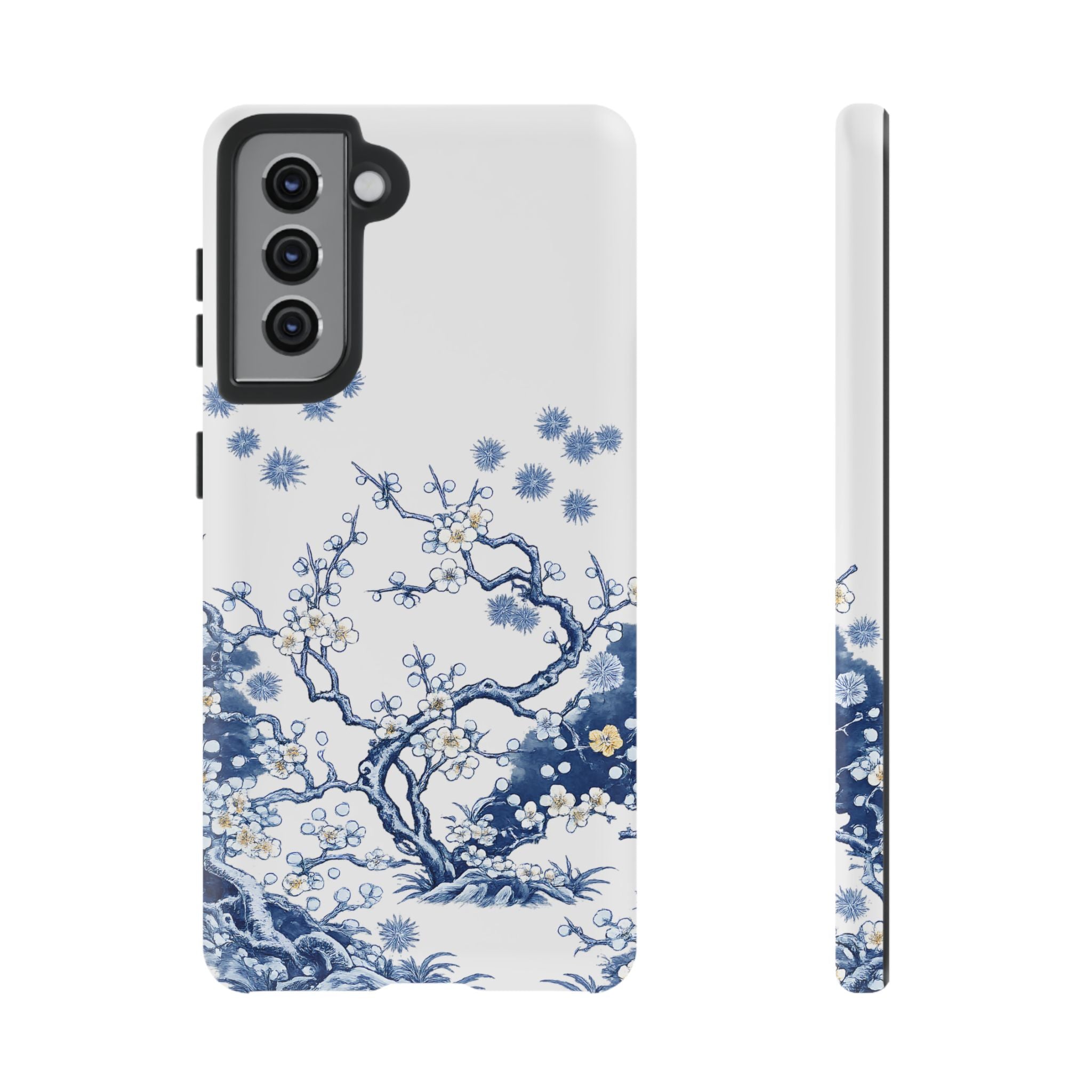 Vintage Blue White Porcelain Samsung Galaxy Phone Case | Chinoiserie Floral Tough Cover