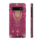 Mystic Hamsa Samsung Galaxy Case | Gold Palm & All-Seeing Eye on Magenta Galaxy