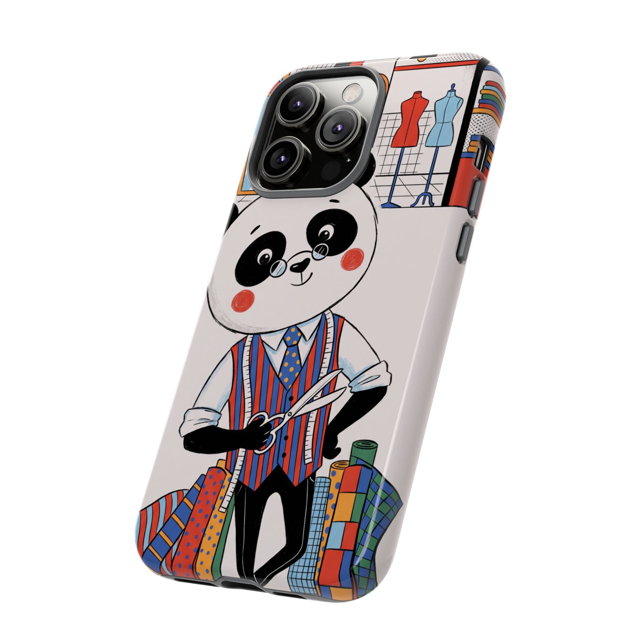 Panda Tailor iPhone Case | Cute Seamstress Cartoon