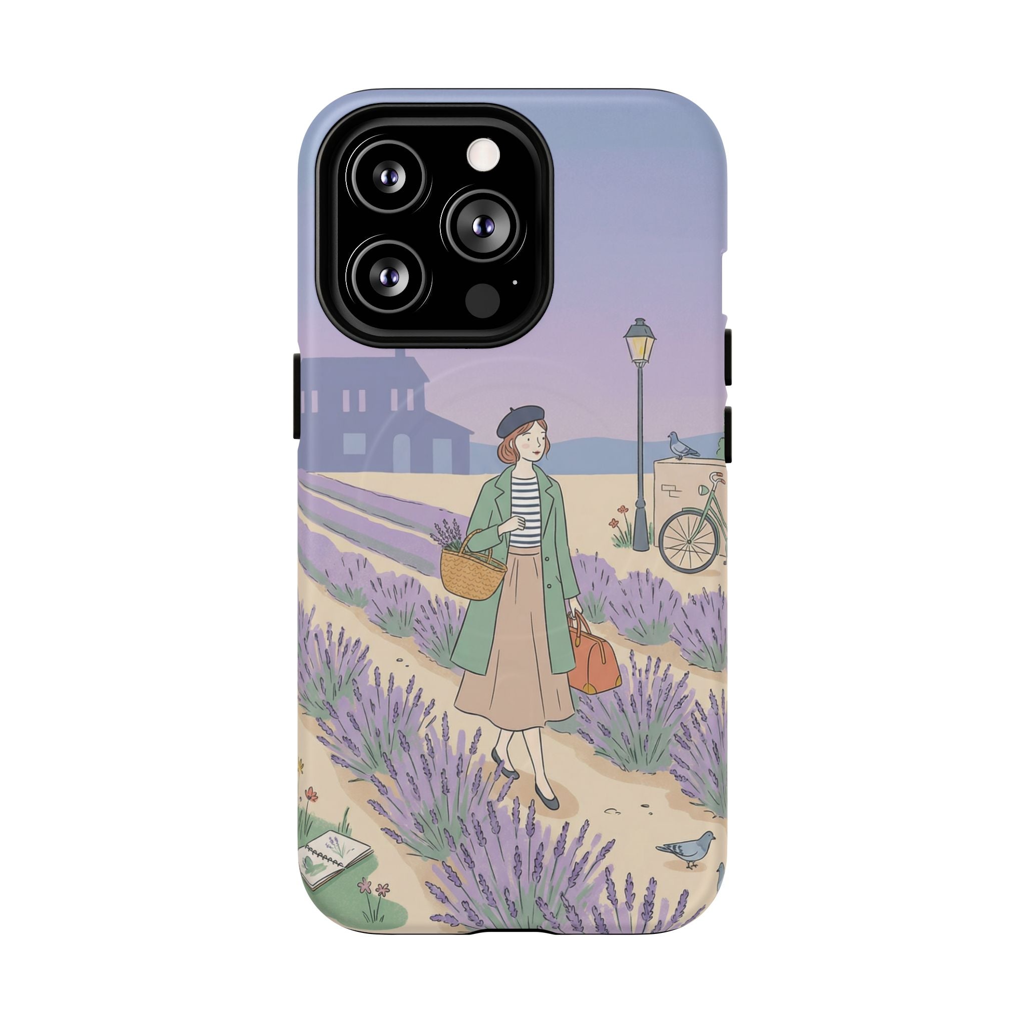 Lavender Field MagSafe iPhone Case | Vintage Travel Illustration Protective Case