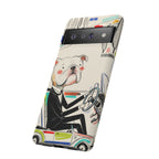 Bulldog Driver Google Pixel Phone Case | Cute Retro Dog Illustration