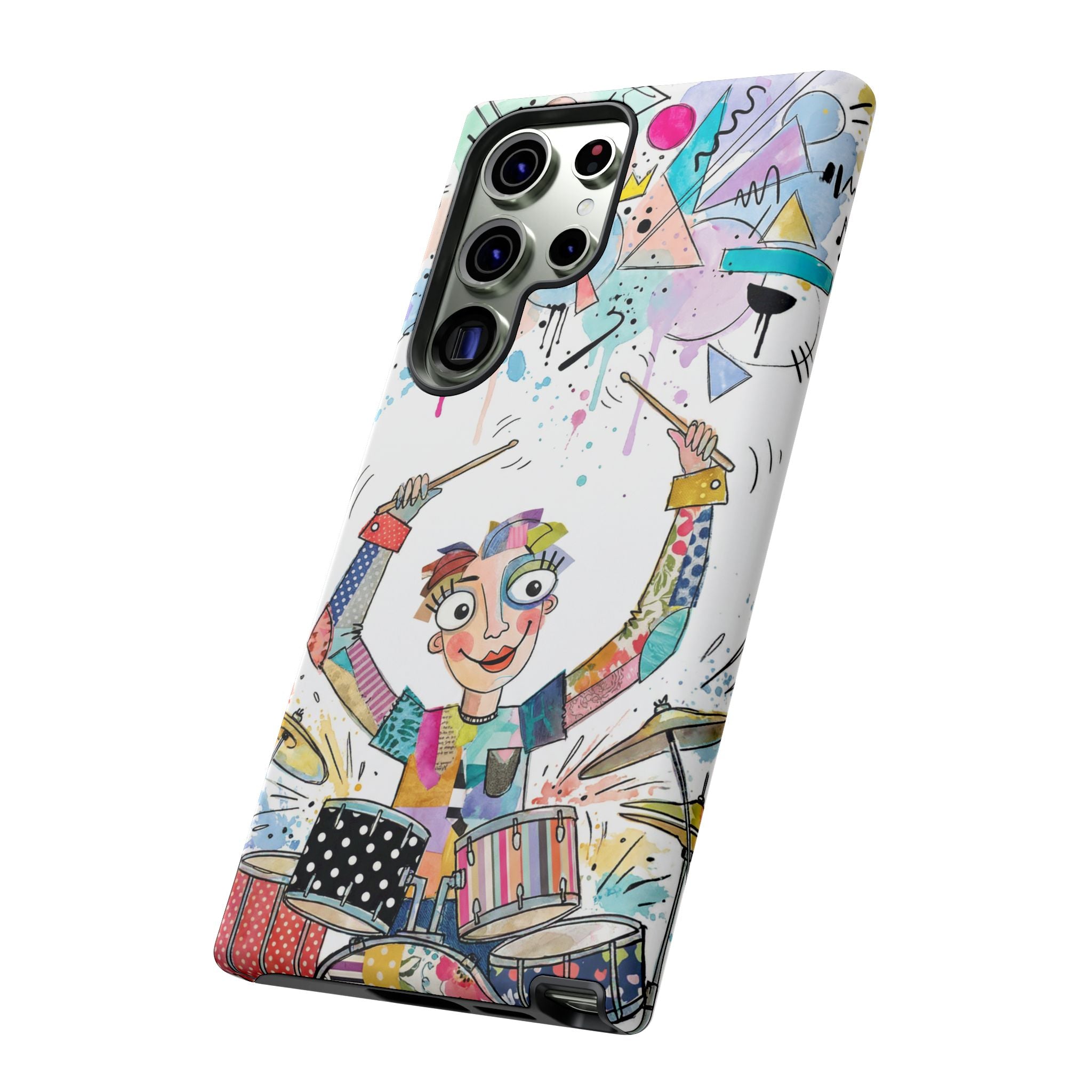 Drummer Boy Samsung Galaxy Phone Case | Colorful Cartoon Drum Kit Protective Cover