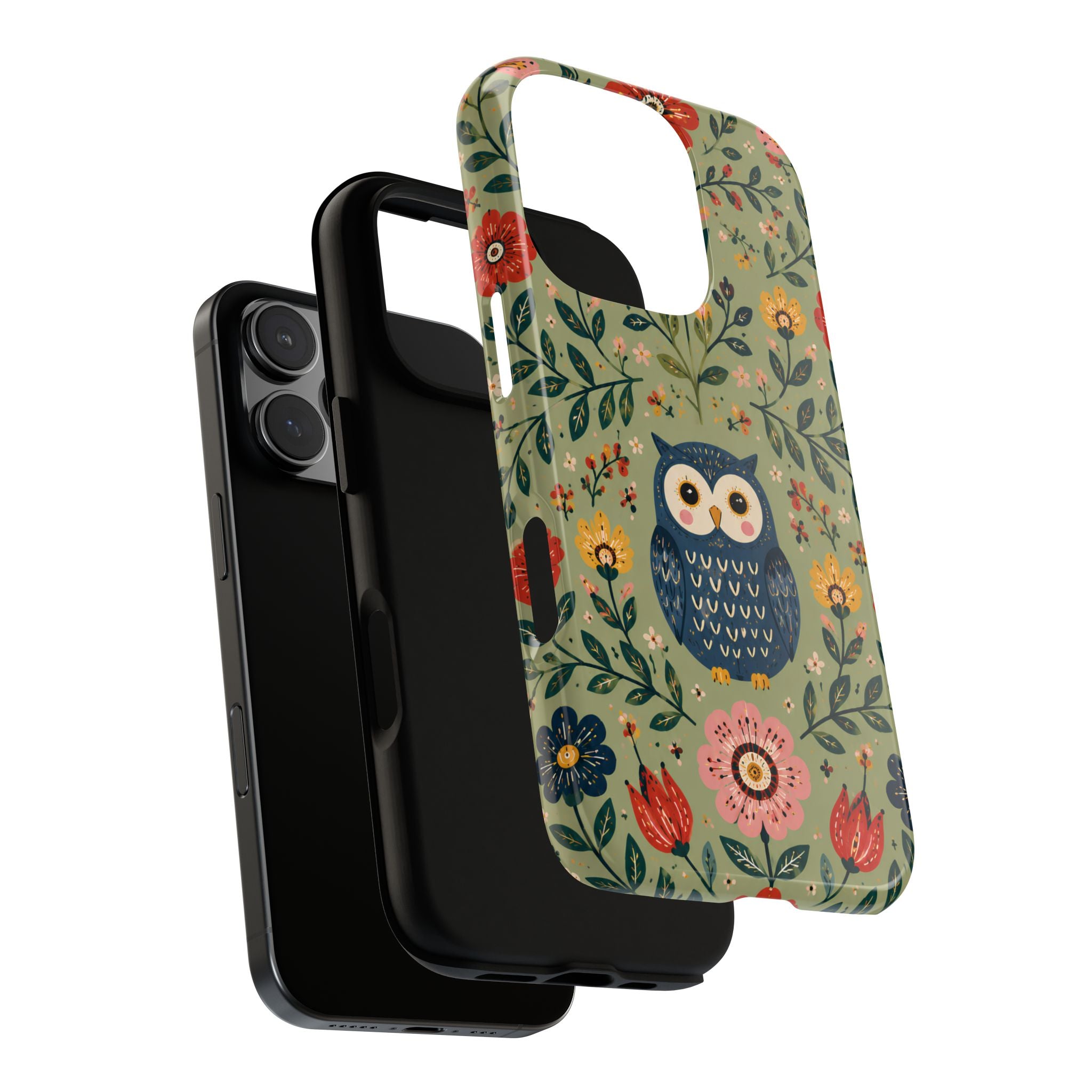 Floral Owl Tough iPhone Case | Cute Botanical Protective Cover