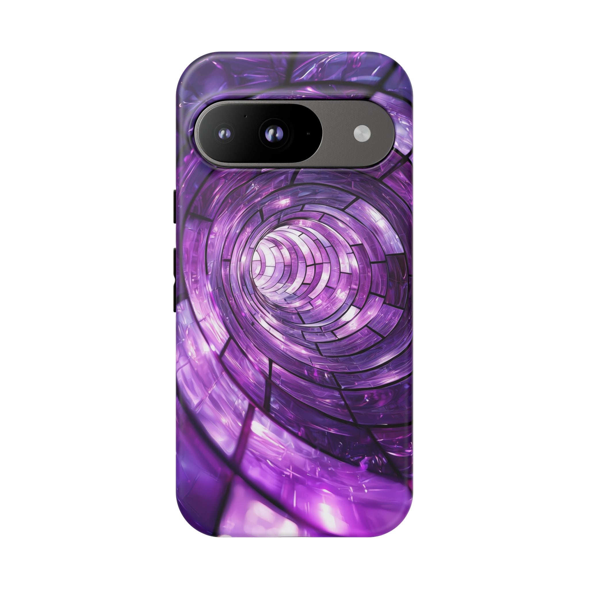 Purple Vortex Tough Google Pixel Case — Abstract Spiral Protective Cover