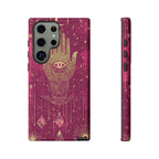 Mystic Hamsa Samsung Galaxy Case | Gold Palm & All-Seeing Eye on Magenta Galaxy