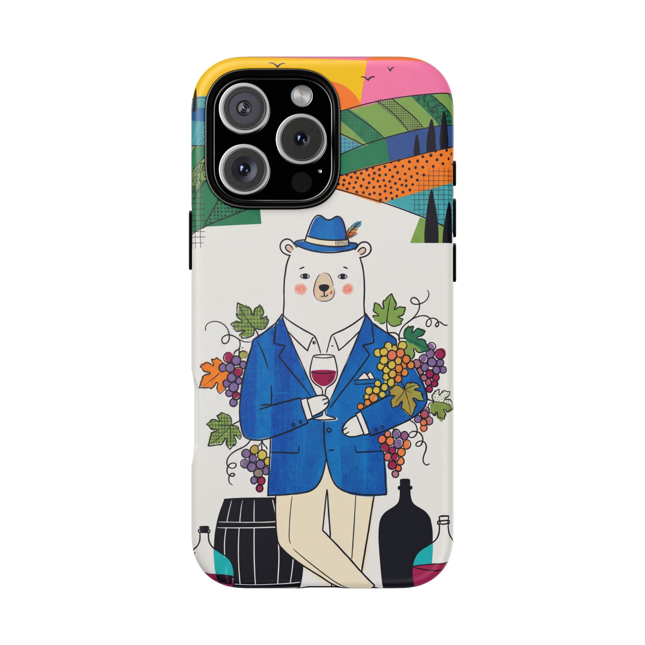 Dapper Polar Bear Wine Lover Illustrated Protective iPhone Case