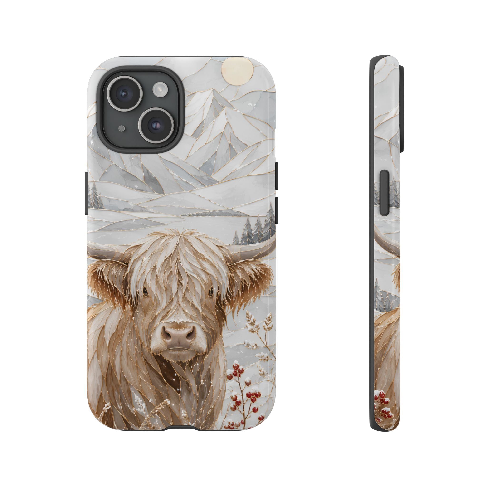 Highland Cow iPhone Case | Stained Glass Mountain Case