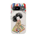 Illustrated Trench Coat Fashion Chic City Girl Google Pixel Phone Case