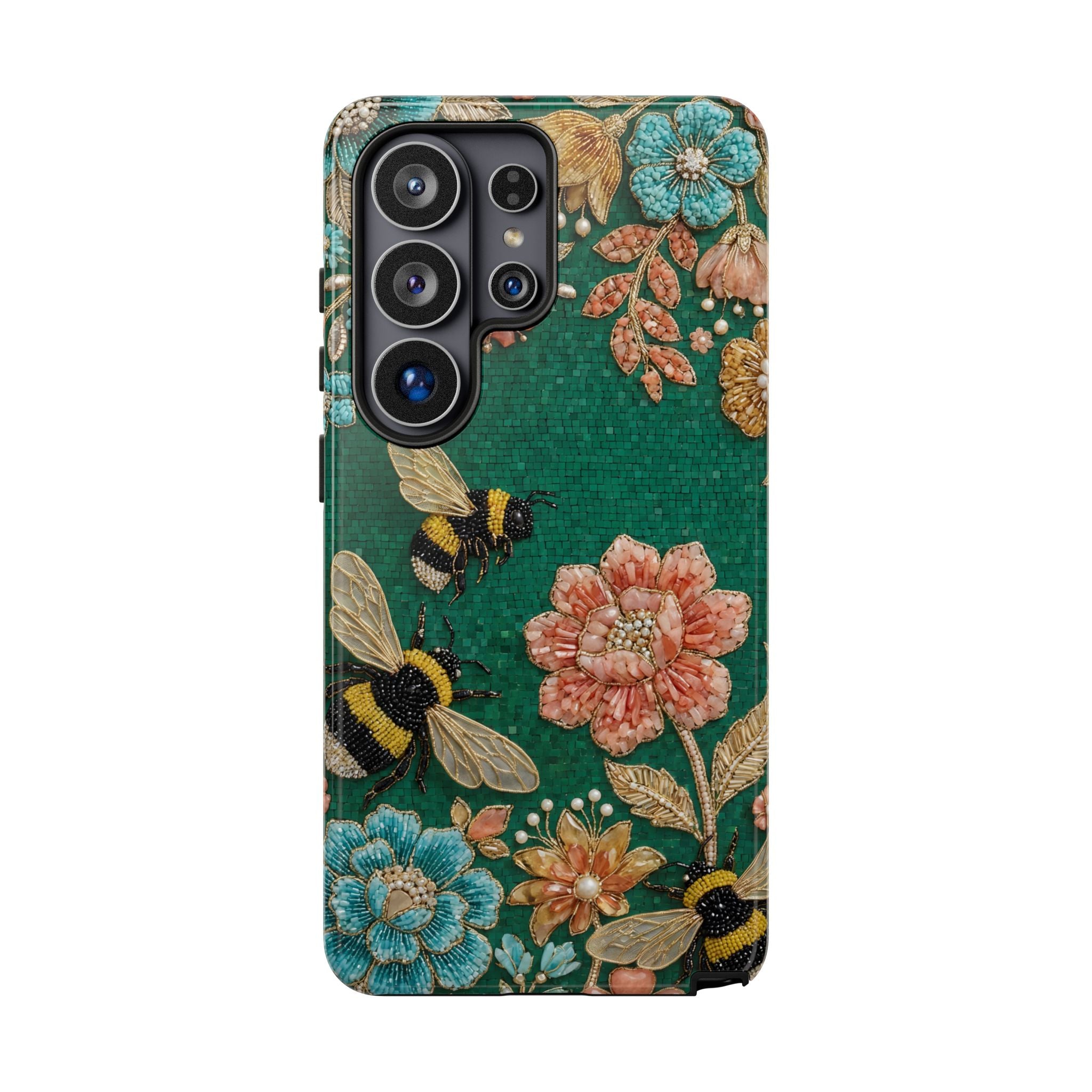 Floral Bumblebee Tough Samsung Galaxy Phone Case | Protective Botanical Phone Cover