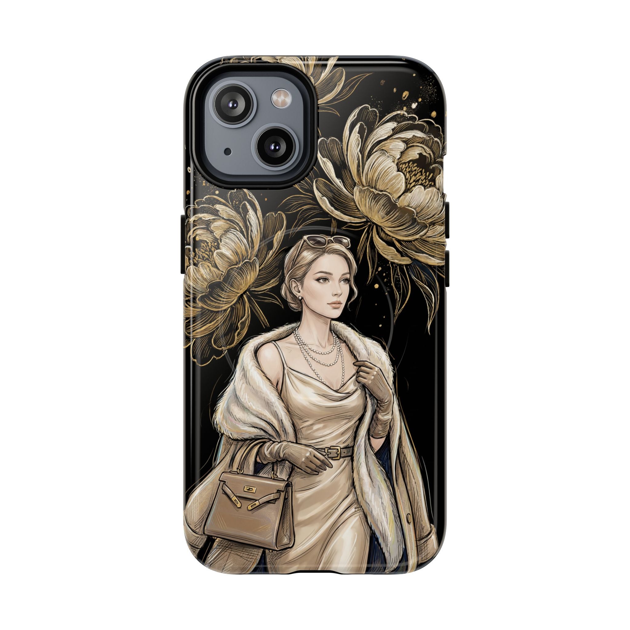 Elegant Vintage Lady Floral MagSafe iPhone Case | Chic Protective Cover for Women