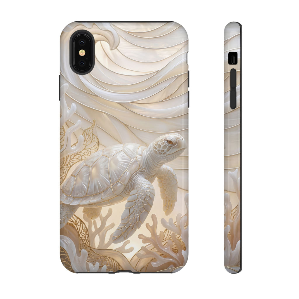 Sea Turtle Tough iPhone Case — Elegant Nautical Coral Design