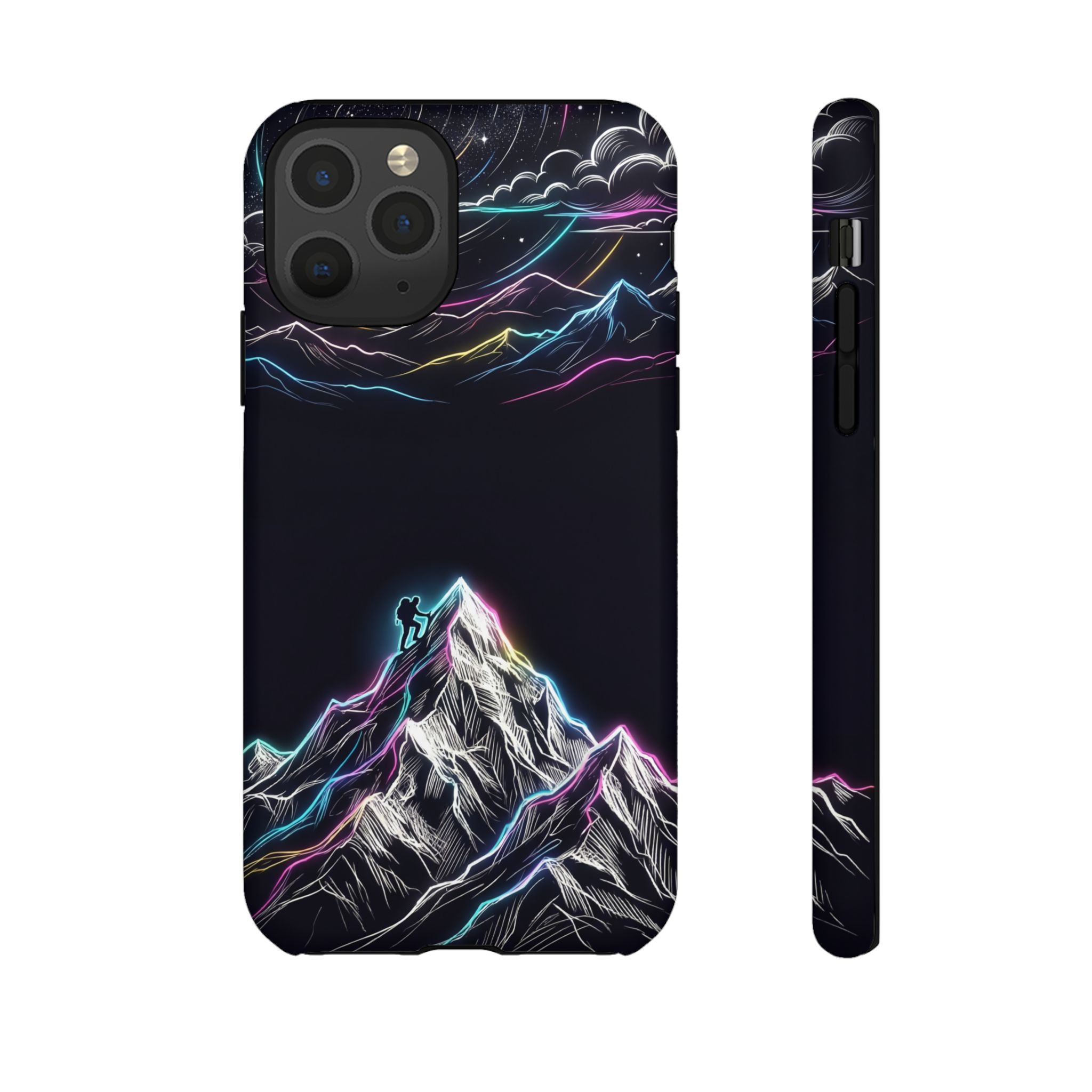 Mount Everest Neon iPhone Case | Dark Cosmic Climber Protective Cover