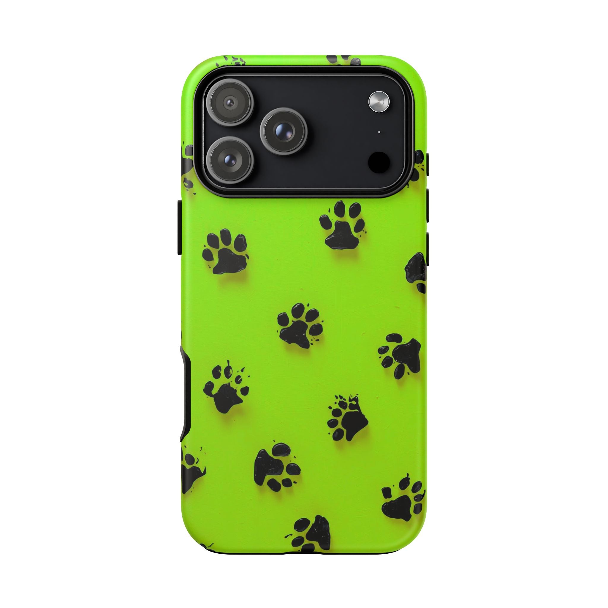 Neon Paw Print Tough Phone Case — Shockproof Pet Lover iPhone Cover