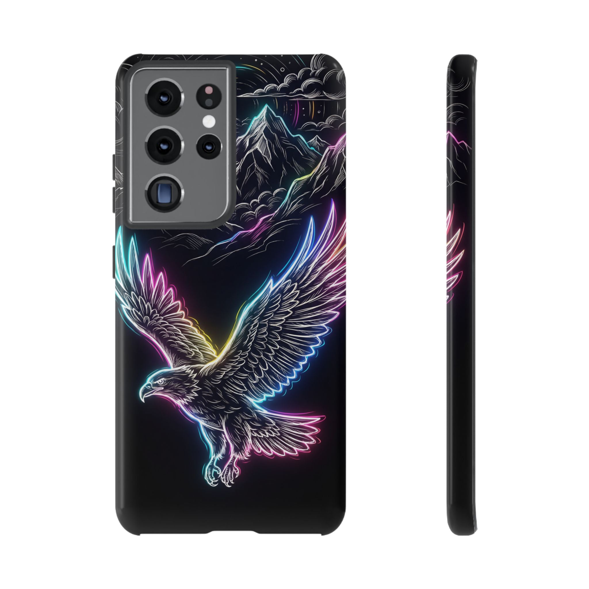 Neon Eagle Samsung Galaxy Phone Case with Mountain Design