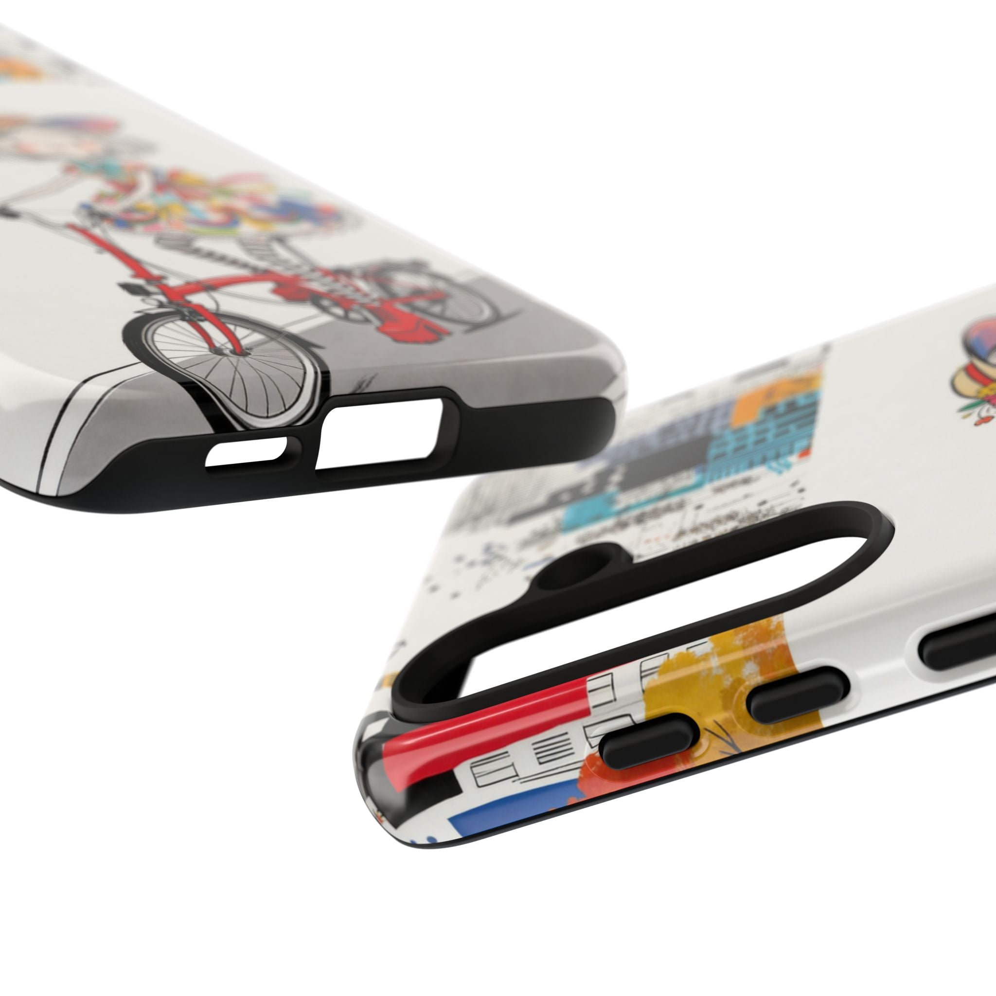 Whimsical Girl on Brompton Bicycle Urban Illustration Samsung Galaxy Phone Case