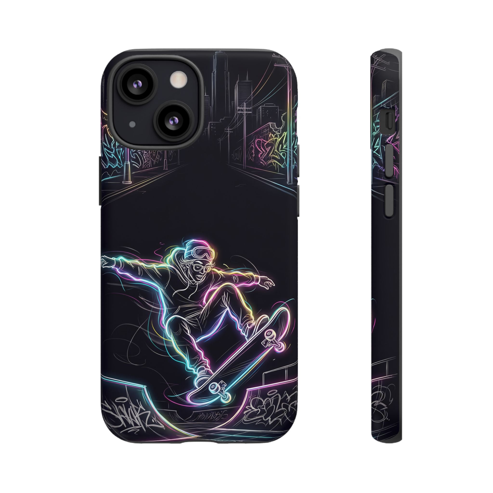 Neon Skateboard iPhone Case | Glow Skatepark Protective Cover