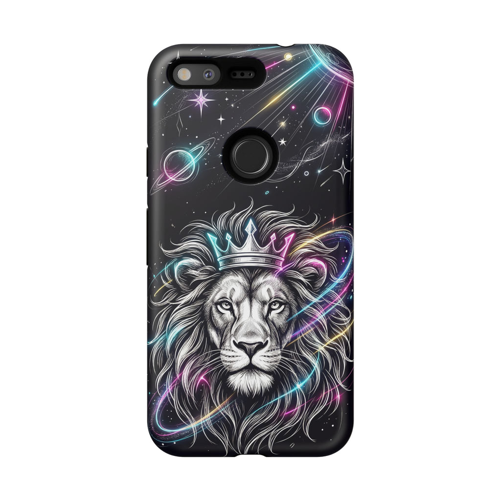 Galaxy Lion Google Pixel Phone Case | Neon Crowned Lion Protective Case