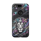 Galaxy Lion Google Pixel Phone Case | Neon Crowned Lion Protective Case