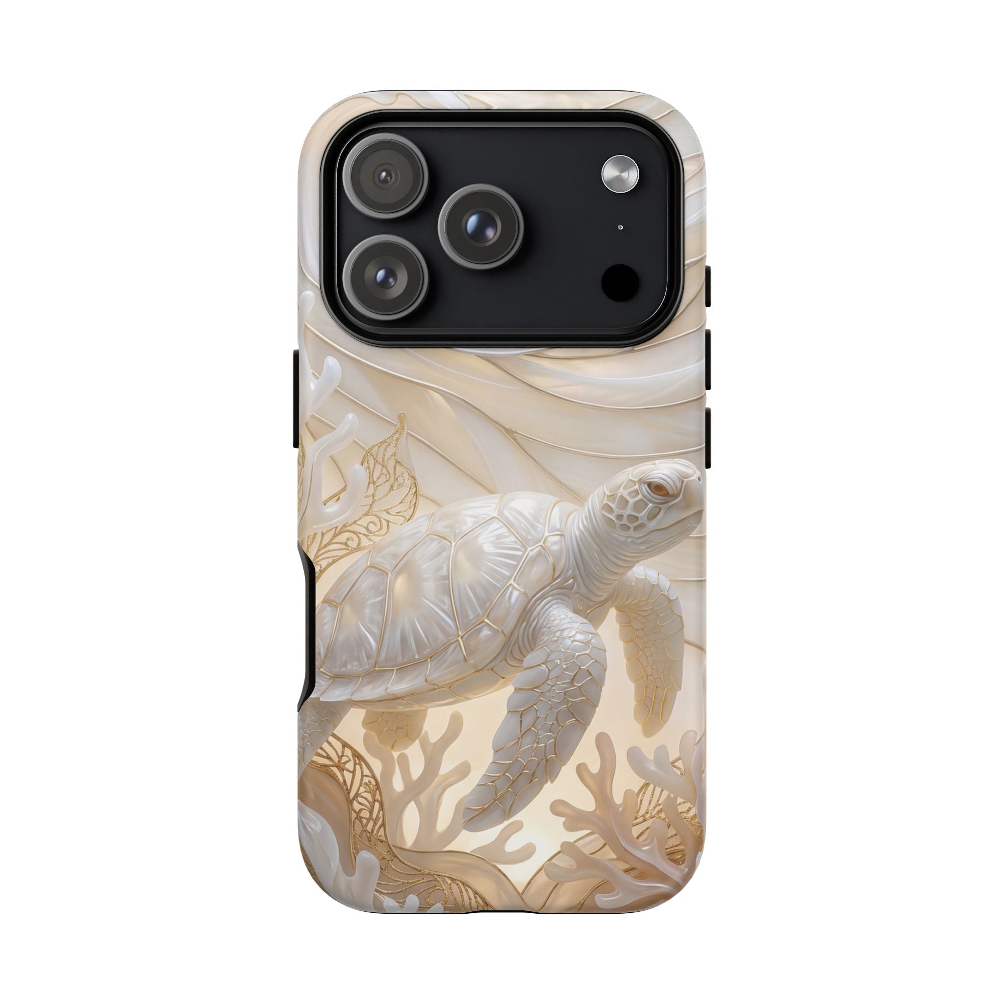 Sea Turtle Tough iPhone Case — Elegant Nautical Coral Design
