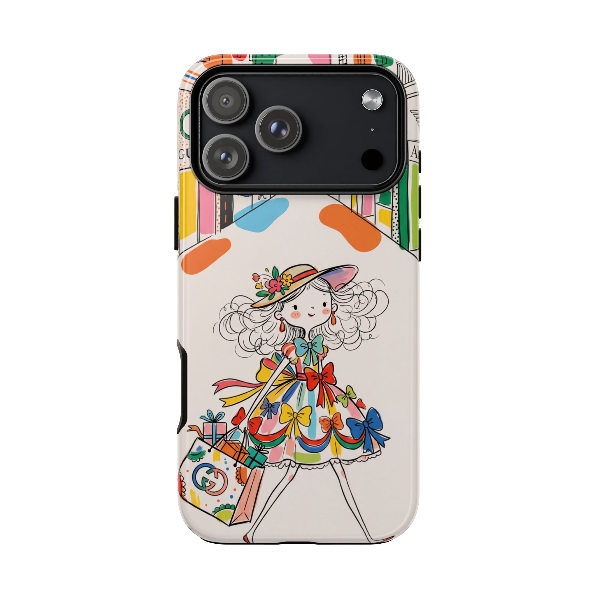 Cute Fashion Girl iPhone Case | Colourful Shopping Street Design