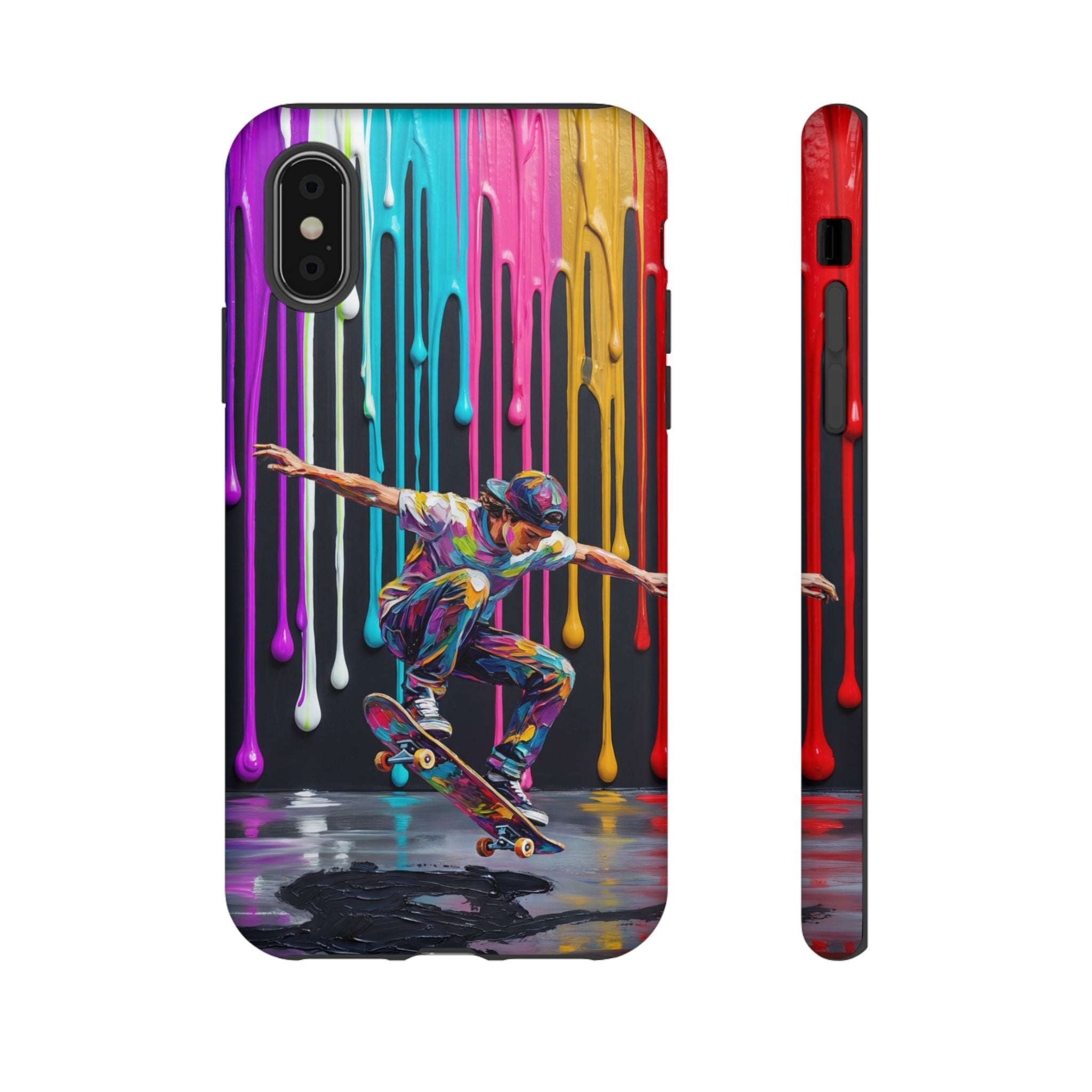 Colourful Drip Art Skateboarder Splash iPhone Case