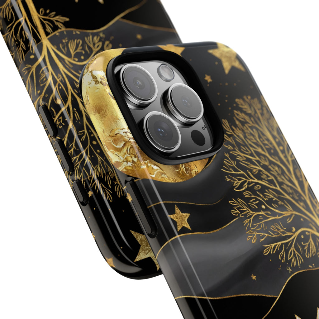 Celestial Cat iPhone Case | Gold Moon & Star iPhone Cover