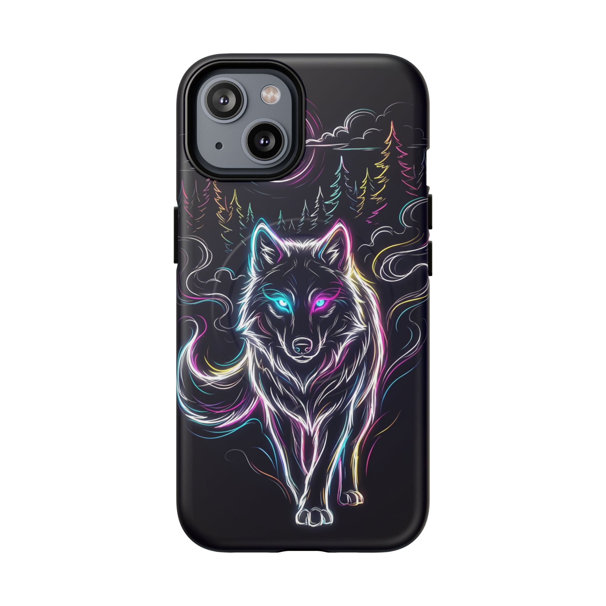 Neon Wolf MagSafe iPhone Case | Mystic Glow Protective Tough Case