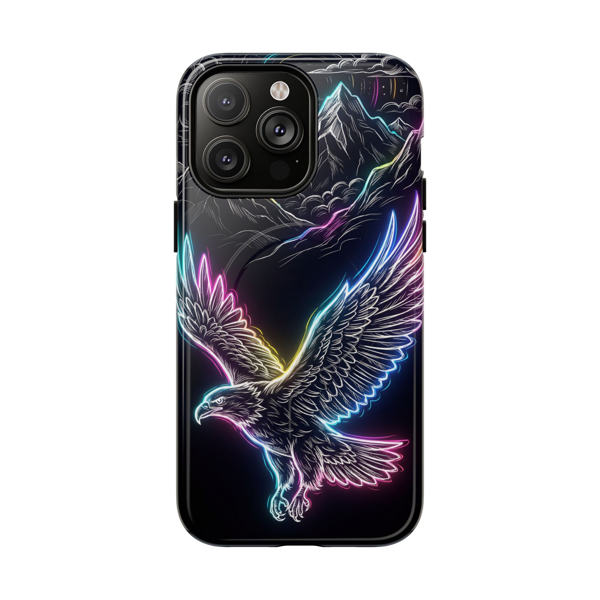 Neon Eagle MagSafe iPhone Case with Mountain Design