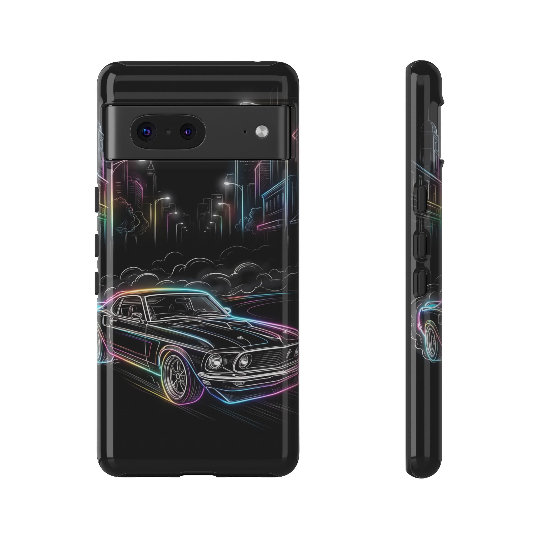 Neon Muscle Car Google Pixel Phone Case | Retro City Nightscape