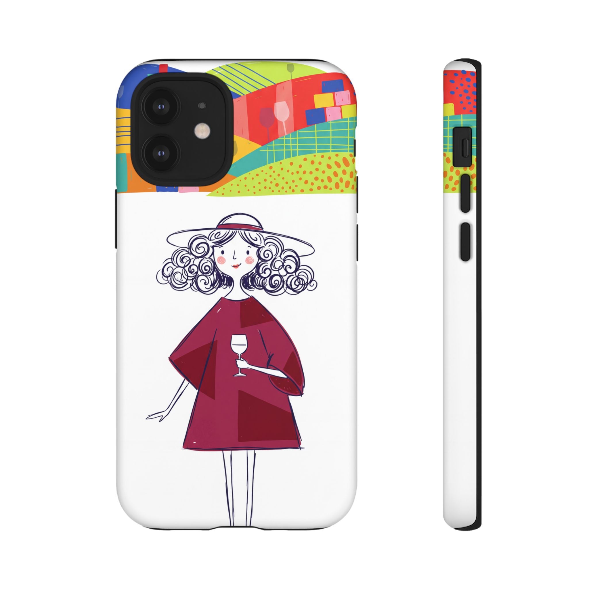 Colourful Artistic Wine Lady iPhone Case