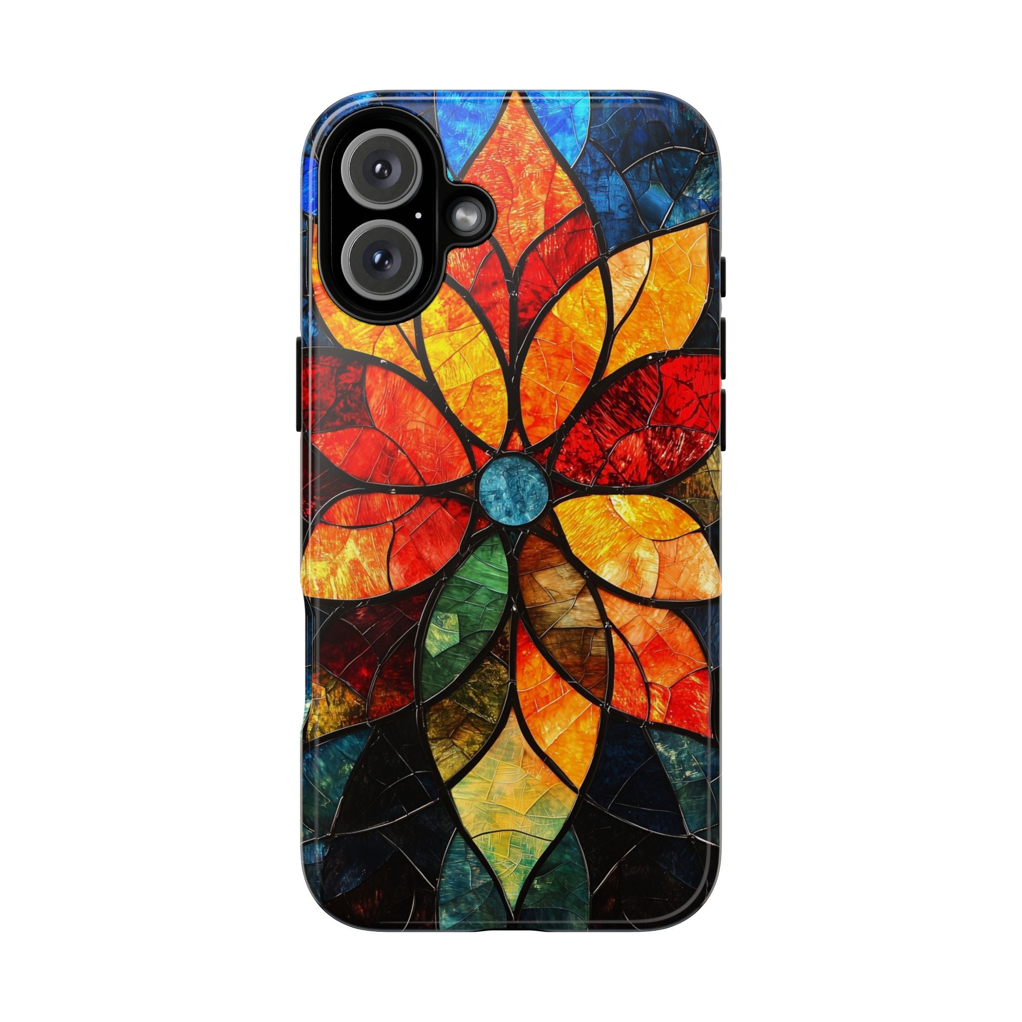 Stained Glass Flower iPhone Case — Colorful Mosaic Protective Cover