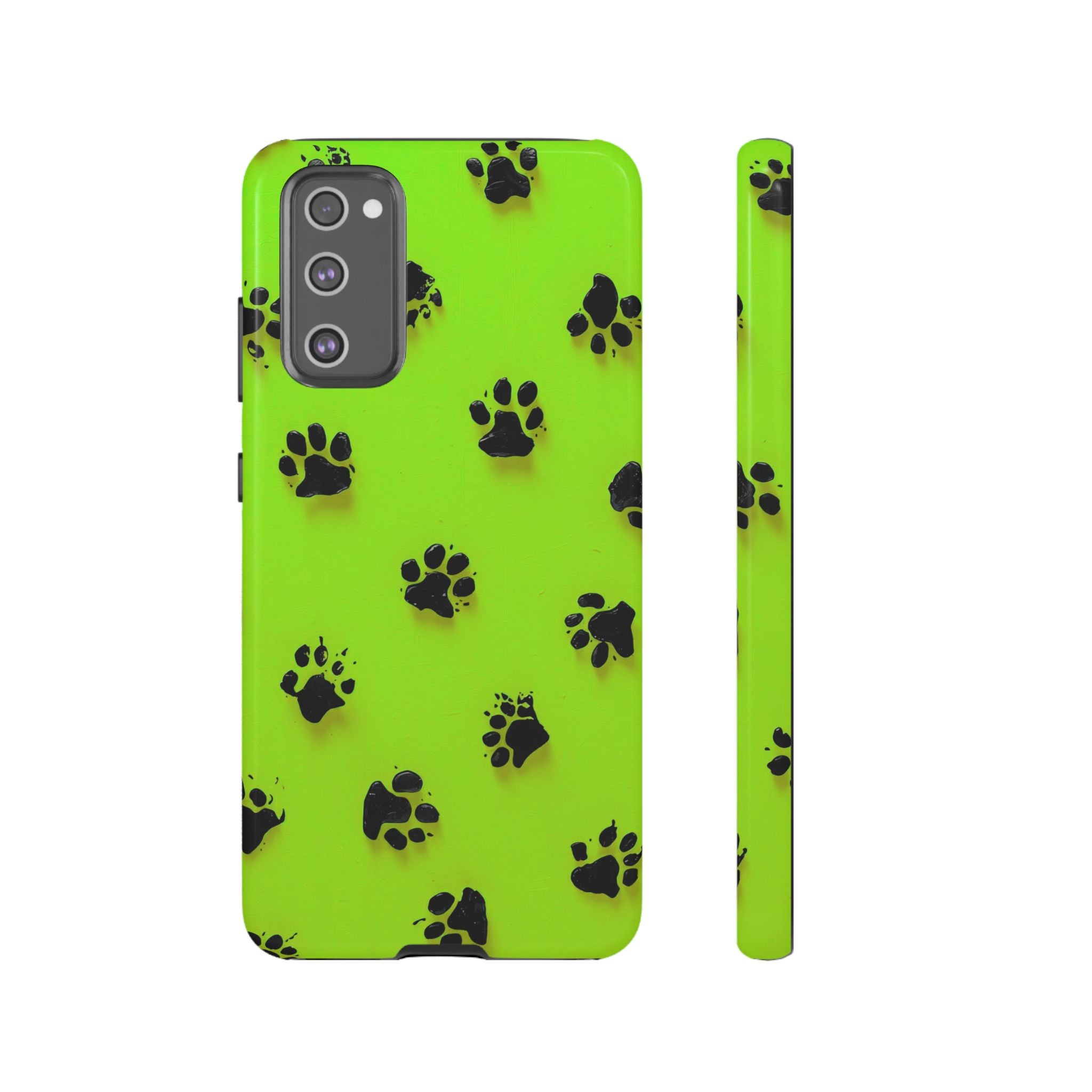 Neon Paw Print Tough Samsung Galaxy Case — Shockproof Pet Lover iPhone Cover