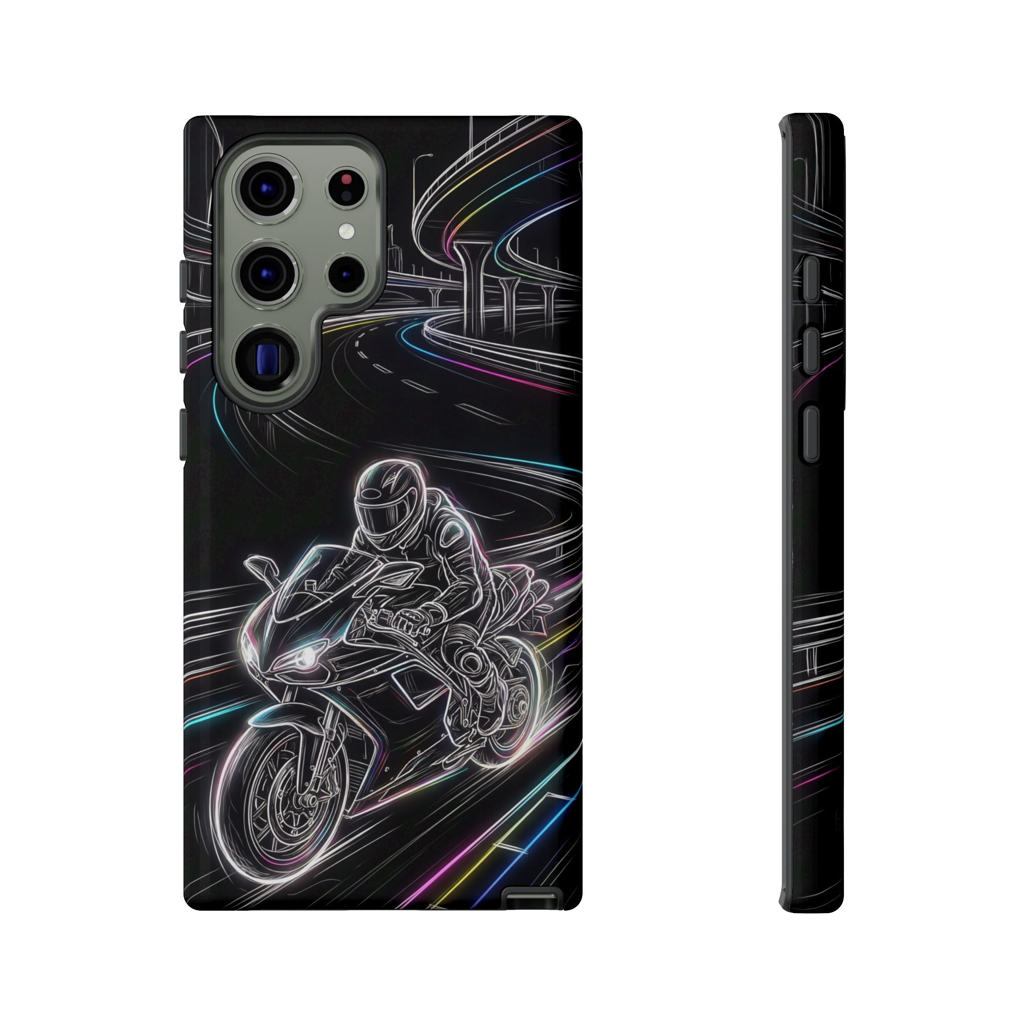 Neon Night Rider Samsung Galaxy Phone Case | Motorcycle Racing Protective Cover