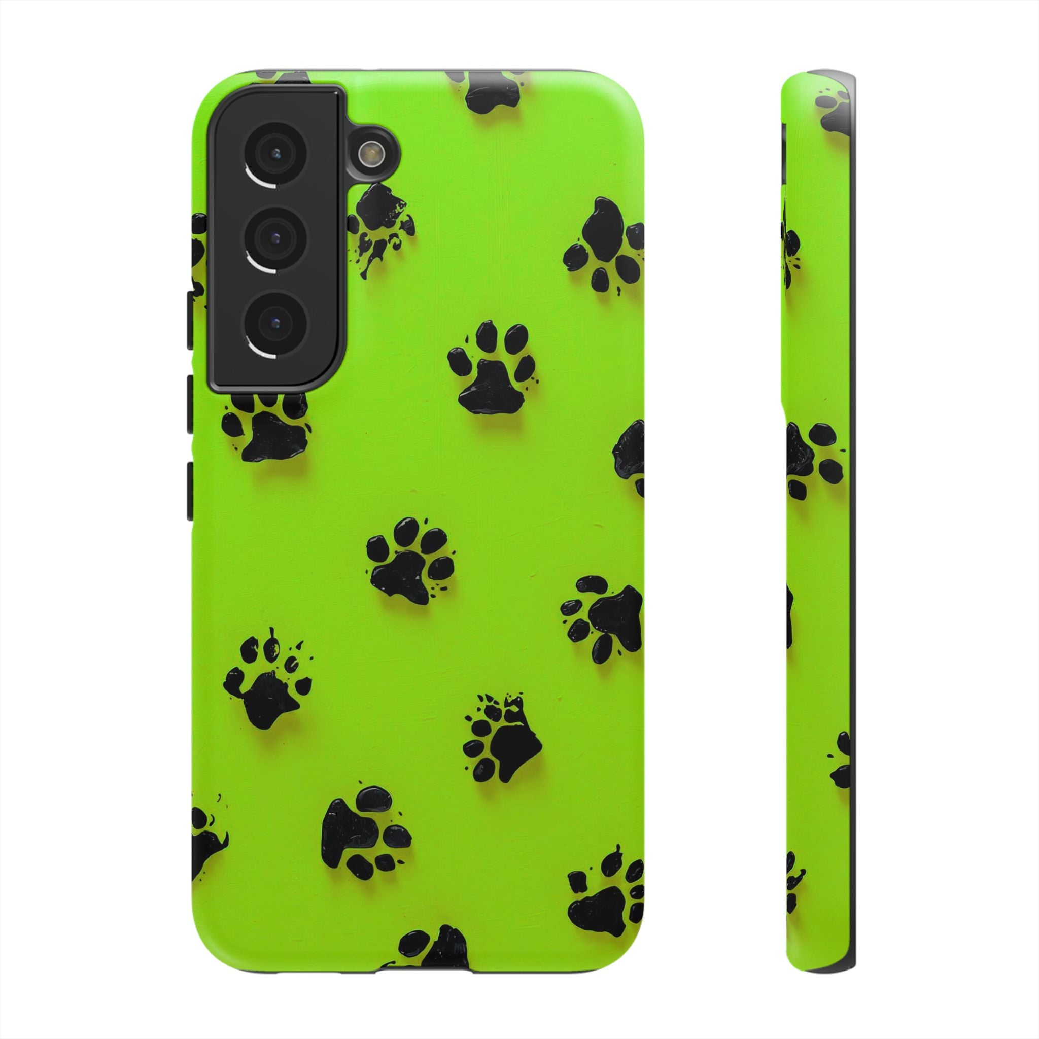 Neon Paw Print Tough Samsung Galaxy Case — Shockproof Pet Lover iPhone Cover