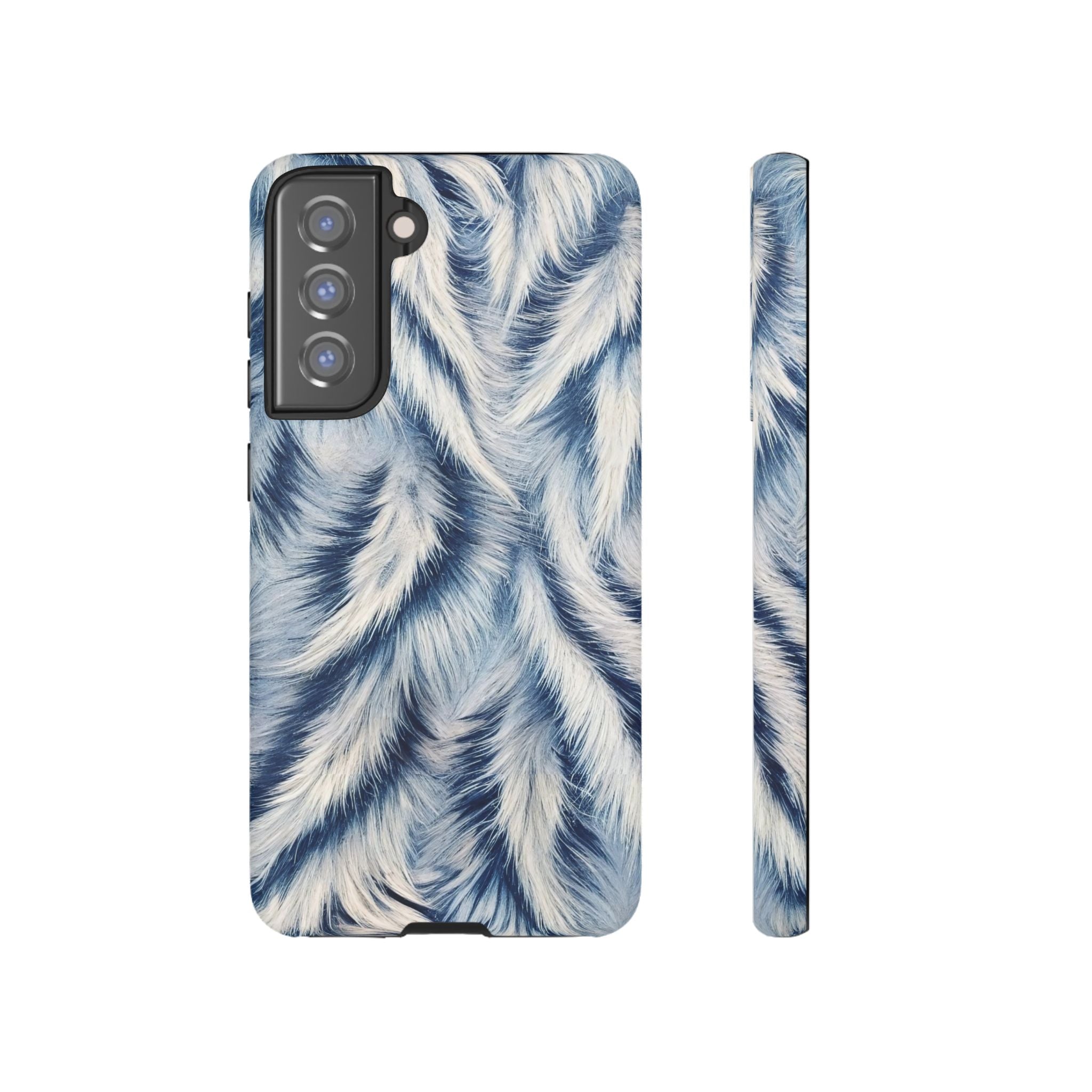 Blue Faux Fur Texture Protective Tough Samsung Galaxy Case