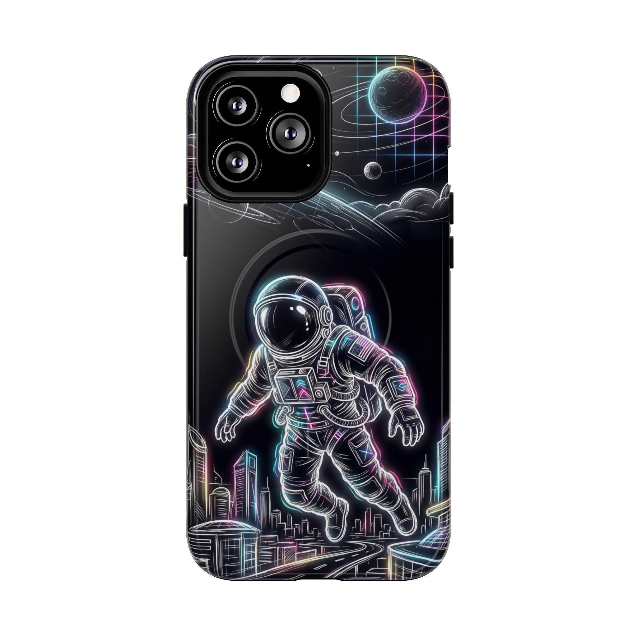 Space Explorer Astronaut NeonMagSafe iPhone Case