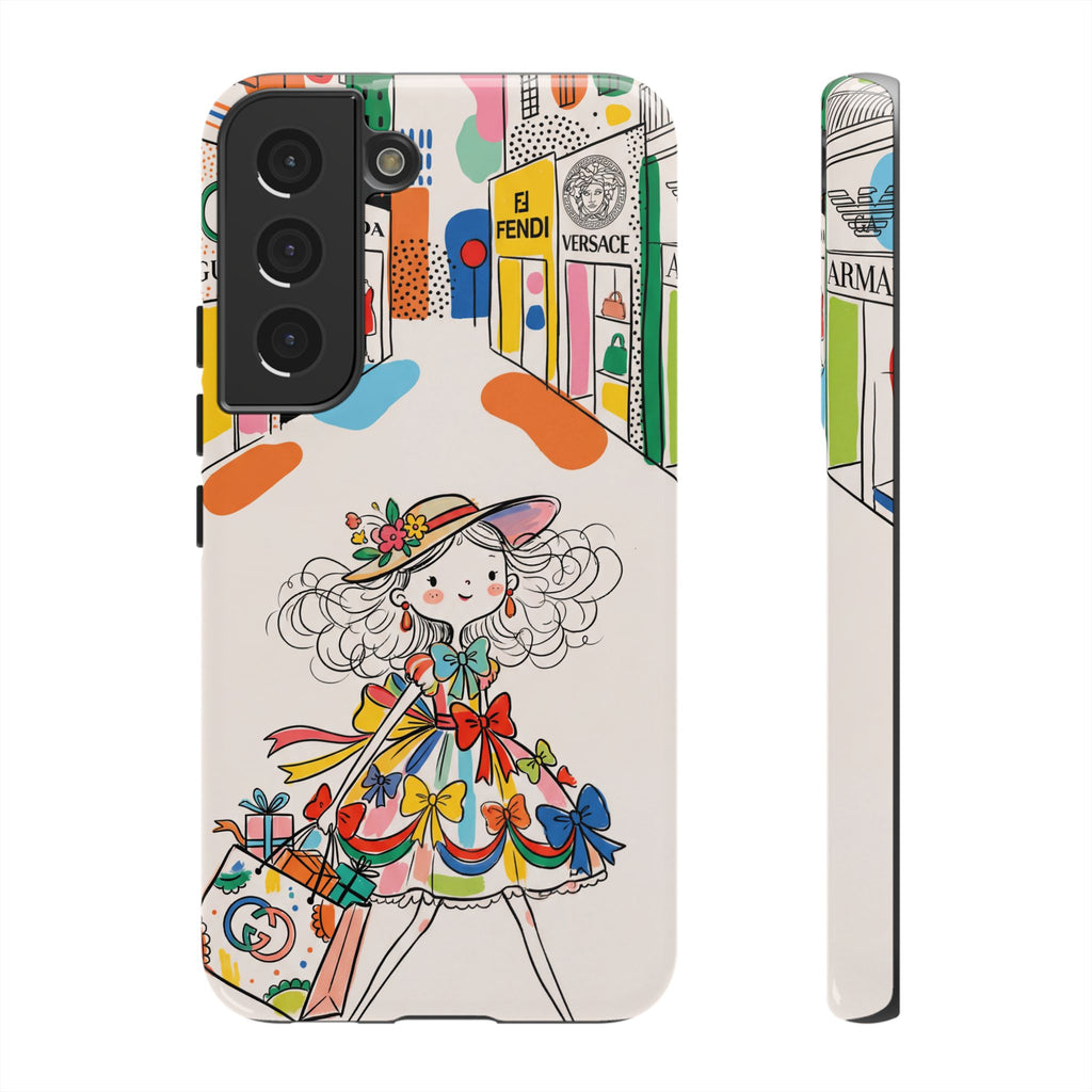Cute Fashion Girl Samsung Galaxy Phone Case | Colourful Shopping Street Design