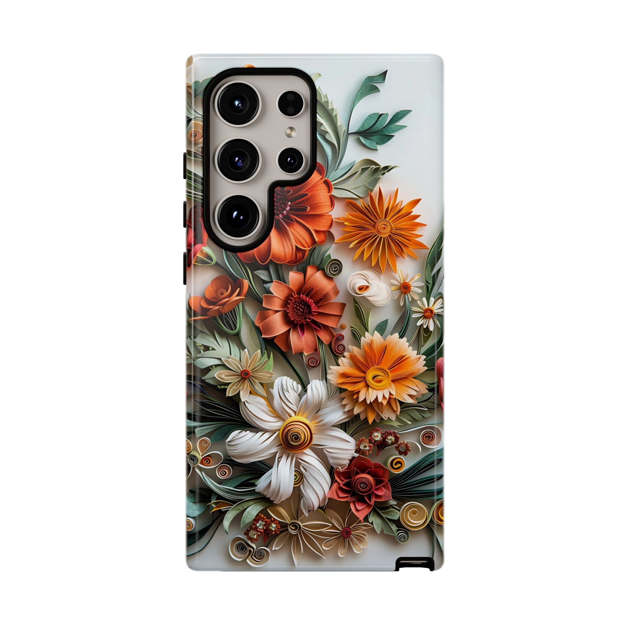 Floral Quilling Tough Samsung Galaxy Case — Orange Daisy
