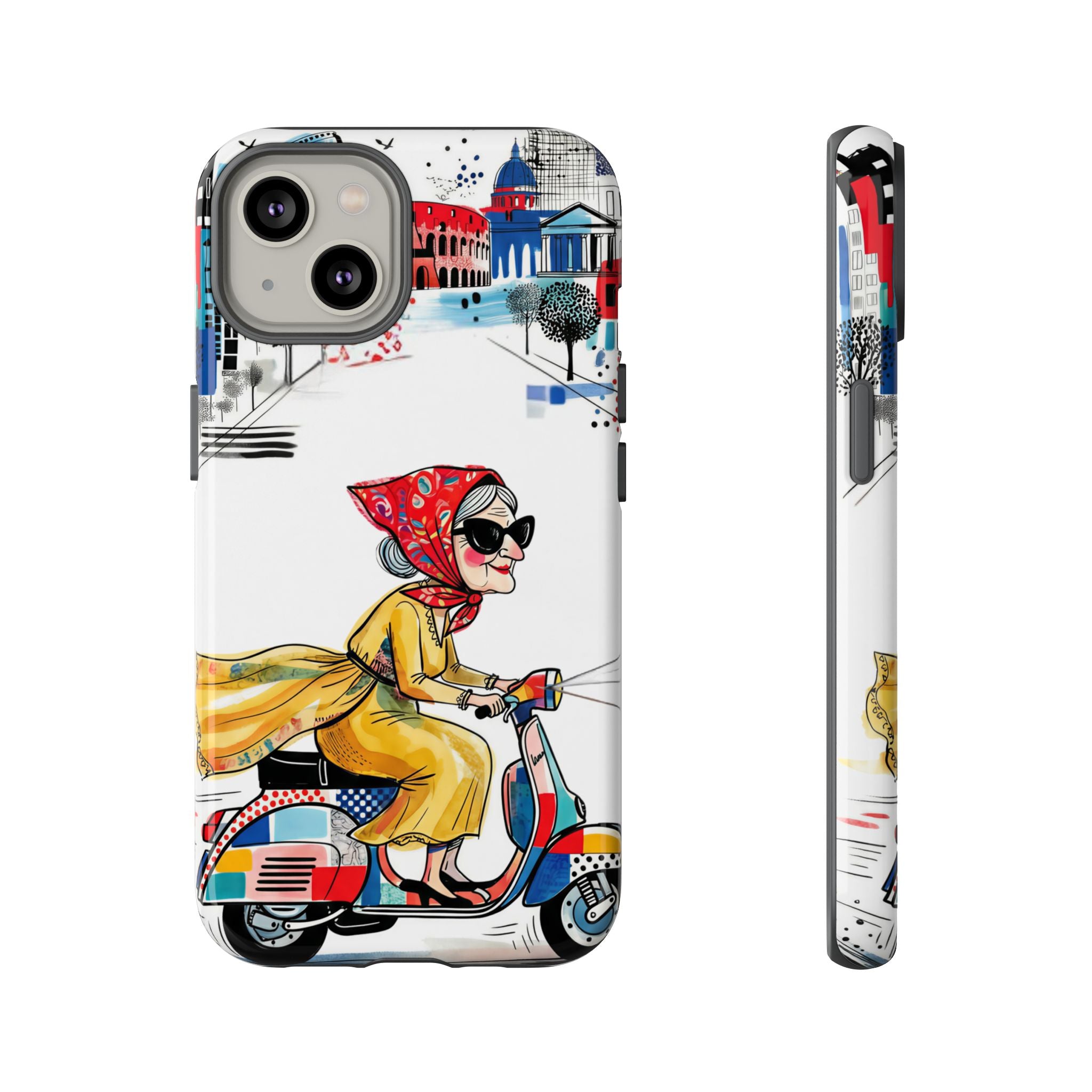 Vintage Vespa Granny iPhone Case | Retro Scooter Travel iPhone Cover