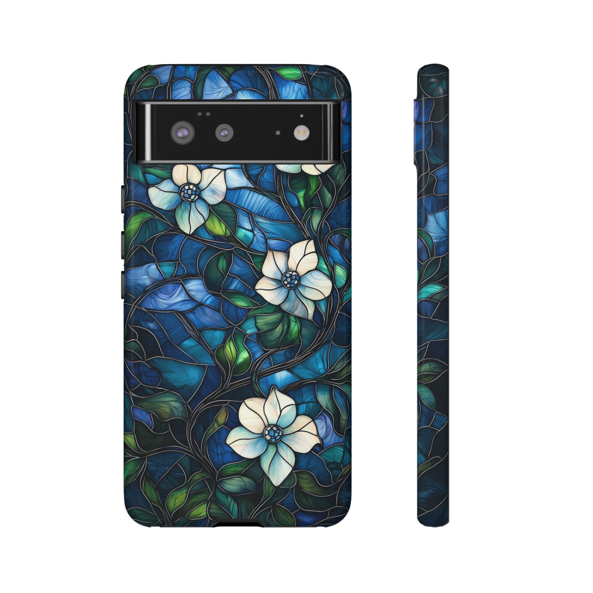 Floral Stained Glass Google Pixel Case – Blue Garden