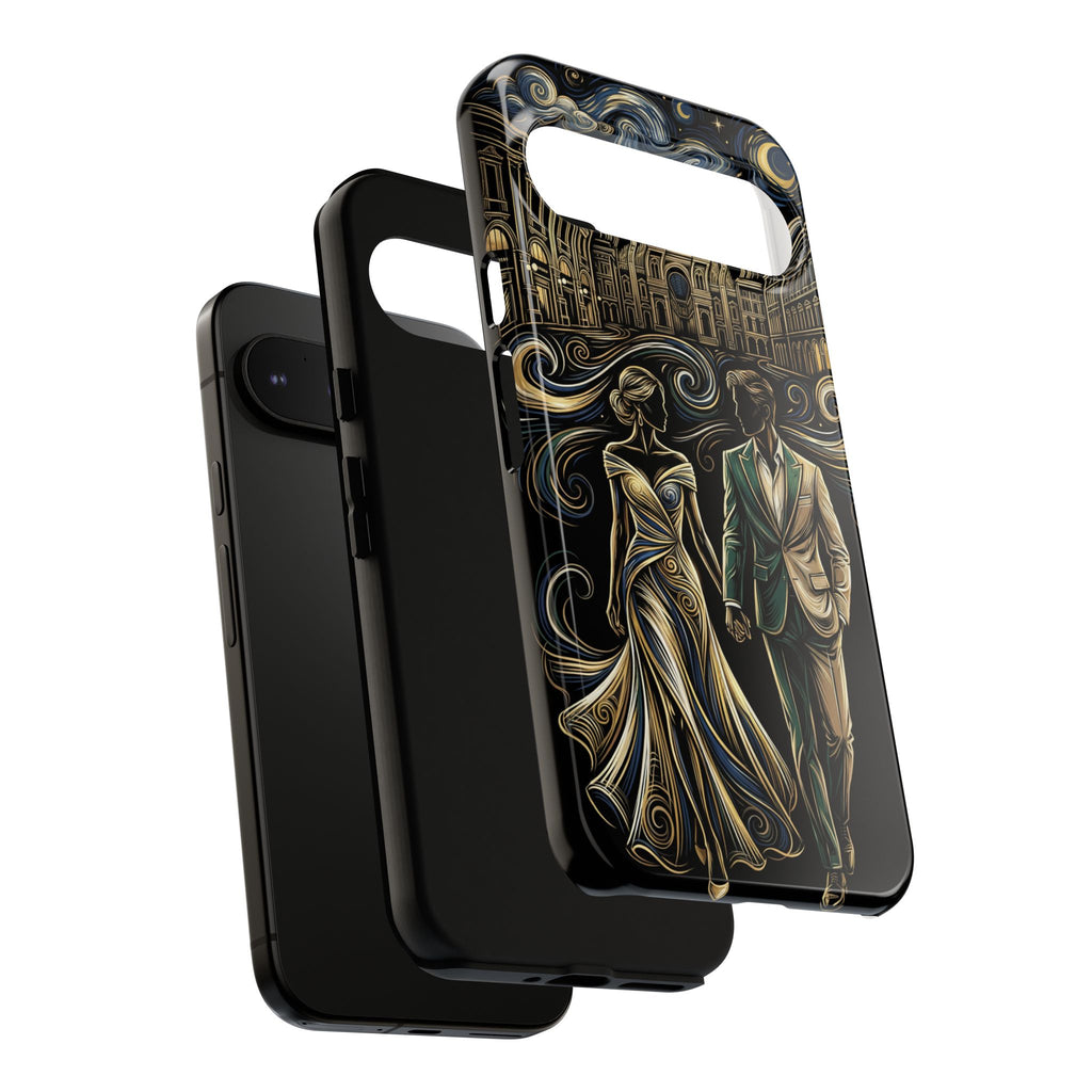 Romantic Night Walk Google Pixel Phone Case | Elegant Couple Art