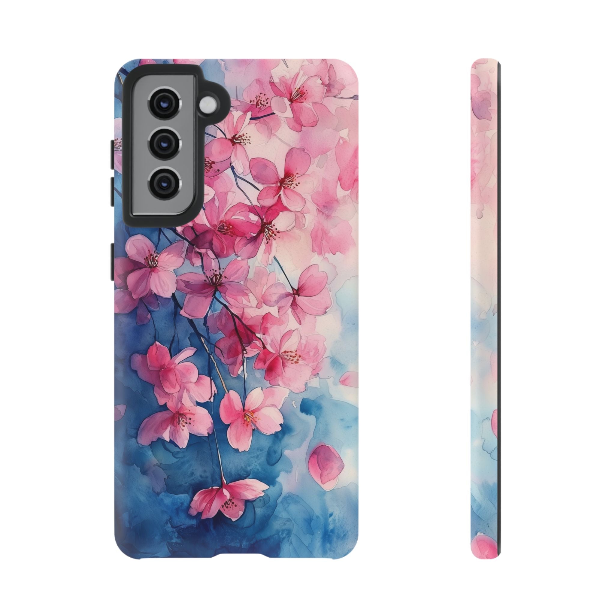 Floral Cherry Blossom Samsung Galaxy Case | Pink Blue Watercolour
