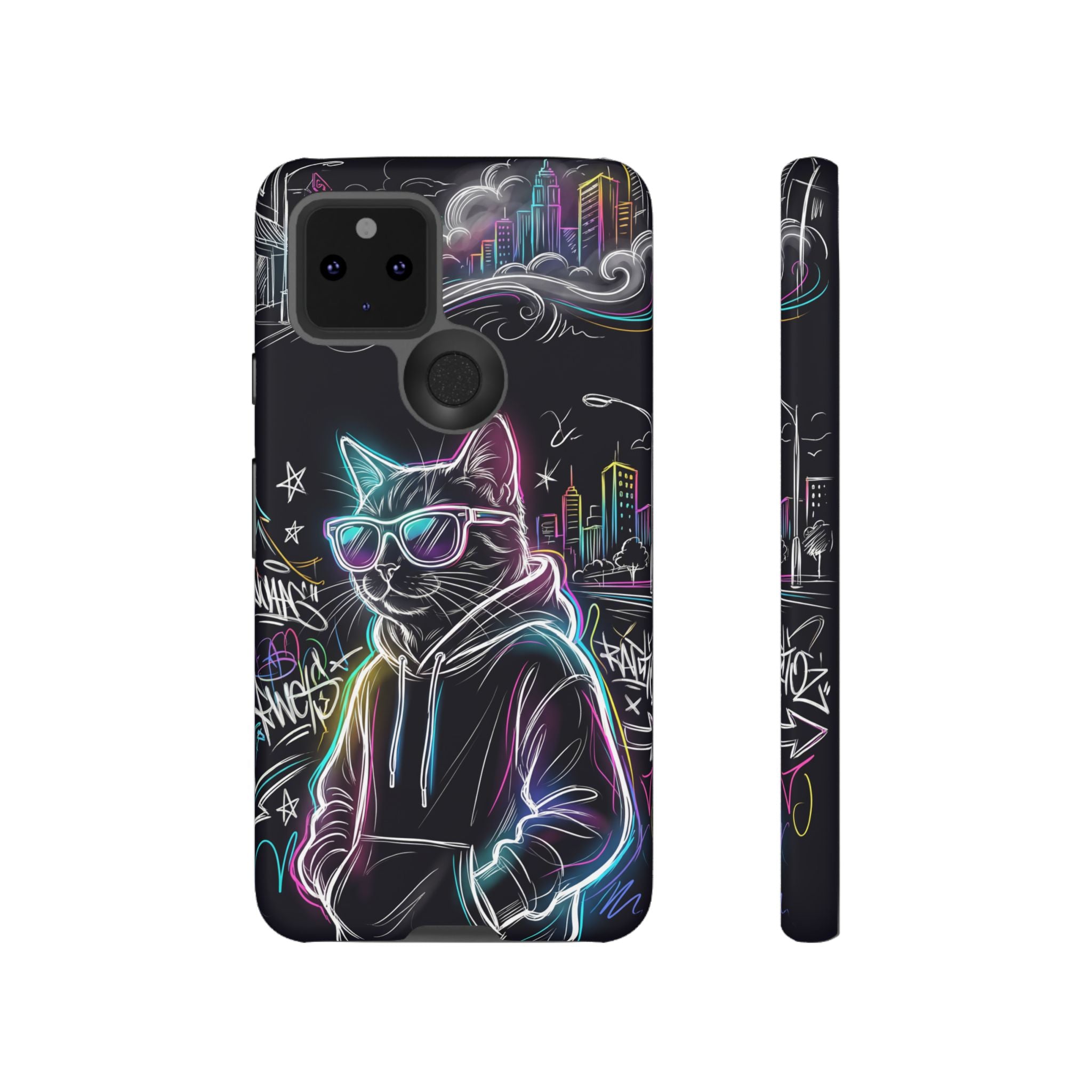 Cool Hoodie Neon Street Cat Google Pixel Phone Case