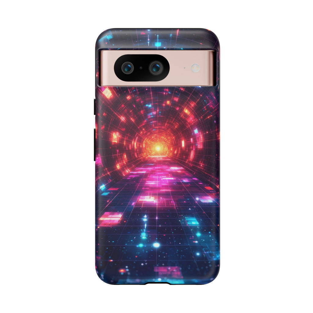 Custodia resistente per Google Pixel Neon Tunnel — Design retrò futuristico della galassia