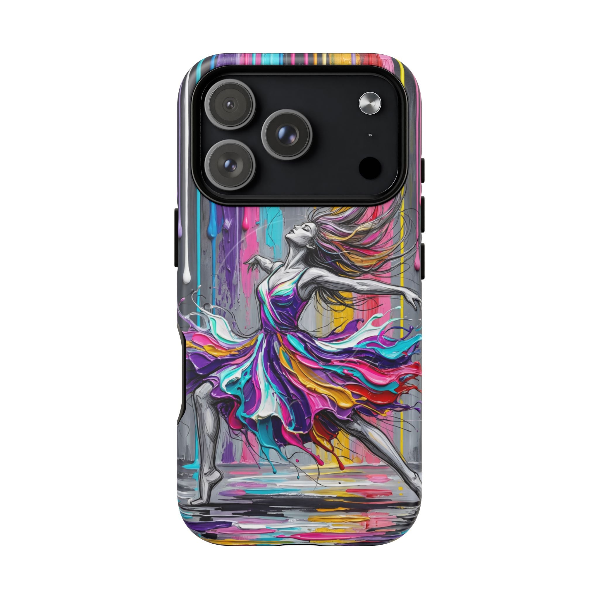 Colorful Dancer Tough MagSafe iPhone Case | Vibrant Drip Art Protective Cover