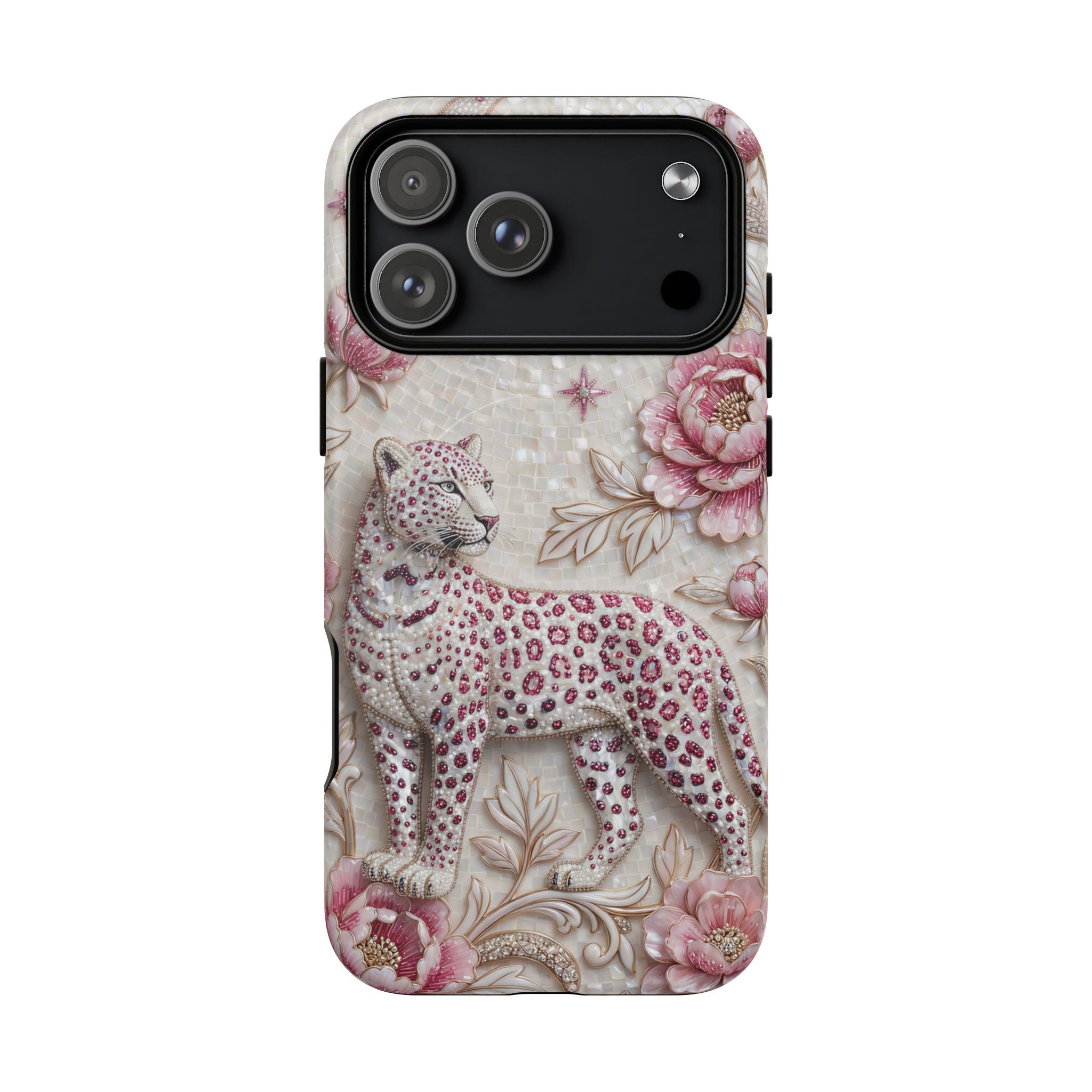 Floral Leopard Moon MagSafe iPhone Case | Pink Vintage Botanical Protective Cover