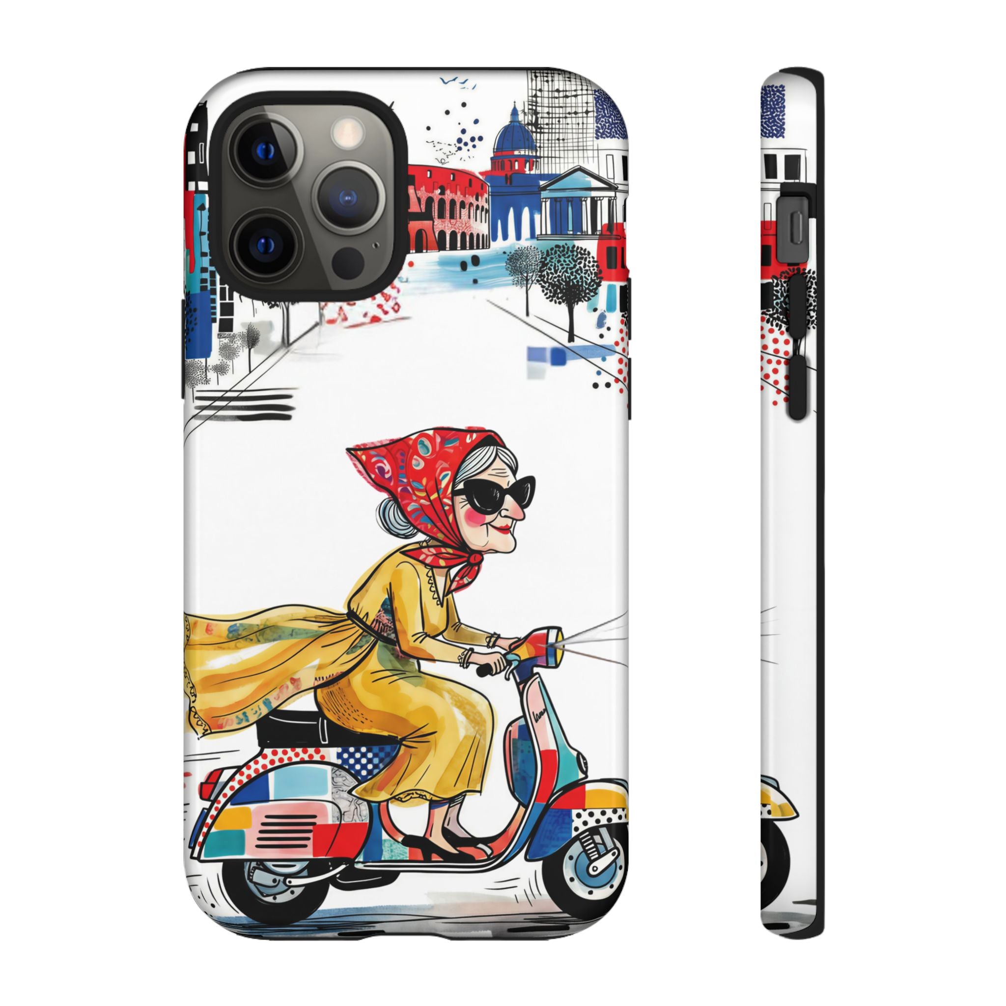 Vintage Vespa Granny iPhone Case | Retro Scooter Travel iPhone Cover